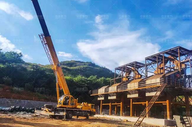 安順建材砂石骨料生產線4臺并篩安裝現場實拍