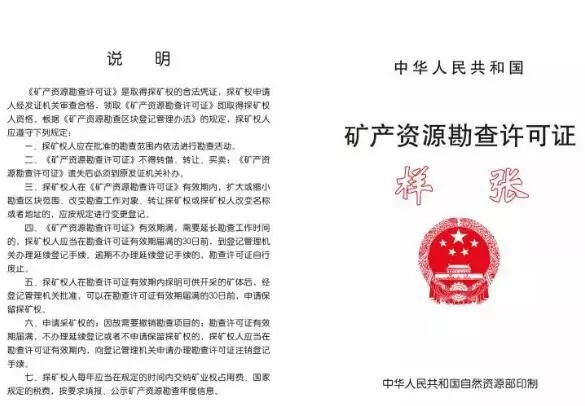 新版《礦產資源勘查許可證》正面